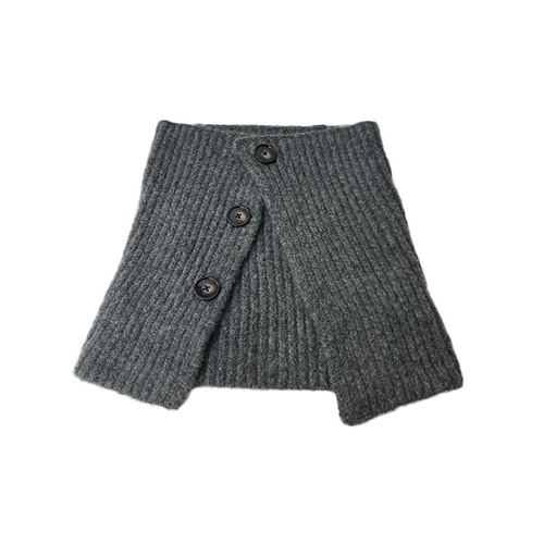 Korean niche design high collar knitted slit scarf pullover shawl for women autumn and winter warm woolen scarf fake collar