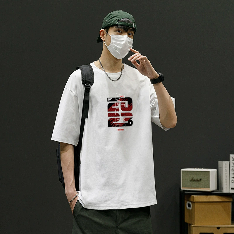 Мужская футболка с короткими рукавами, летняя новая модная молодежная модная повседневная универсальная свободная футболка с круглым вырезом, топ в национальном стиле