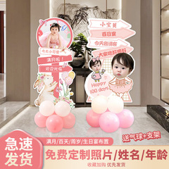 百日宴布置百天满月宴周岁迎宾牌男女孩宝宝生日装饰立牌背景kt板