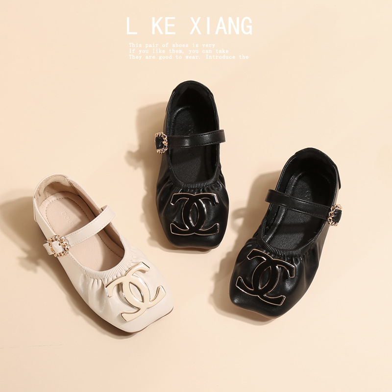Korean style girls' shoes 2024 spring and summer new soft bottom dance shoes Chanel style children's shoes girls' small leather shoes single-layer shoes
