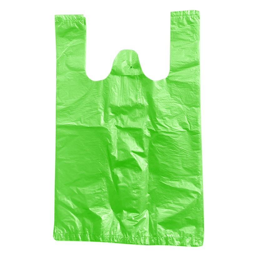 Venta verde bolsa de verduras bolsa conveniente bolsa de chaleco bolsa Portátil Bolsa de chaleco nuevo material tamaño bolsa de plástico al por mayor