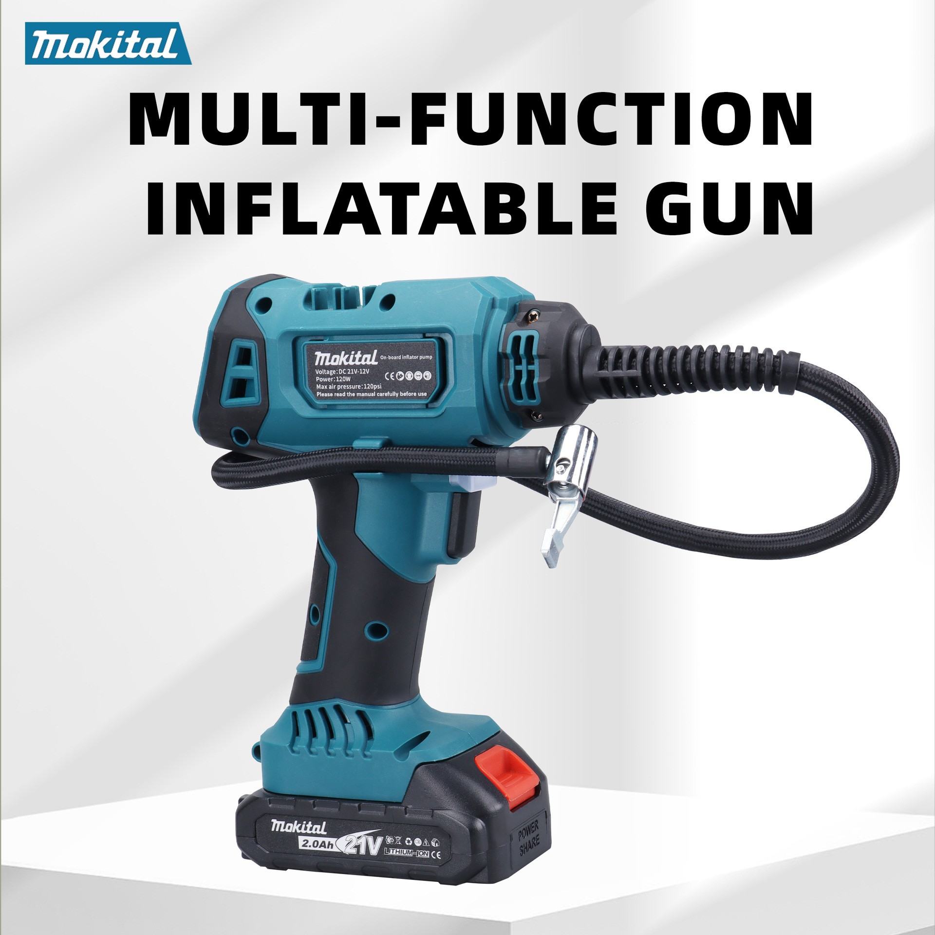 跨境爆款21V打气泵双供电 12V车载充气泵高效数显汽车打气工具