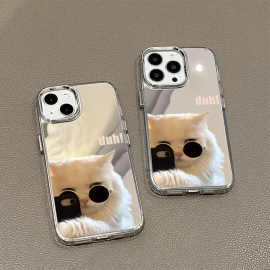 墨镜猫咪可爱镜面适用iPhone17promax手机壳15/14电镀按键苹果13