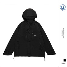 LawFoo 新款国潮户外露营防风防水3D反光连帽冲锋衣男士保暖外套
