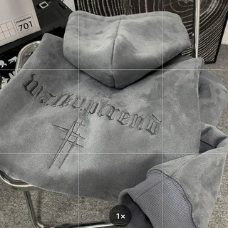 重磅麂皮绒卫衣男士秋冬款潮牌痞帅美式oversize宽松连帽外套男潮