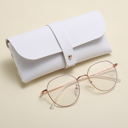  New Thick PVC Stud Buckle Glasses Case Cross-Border Sunglasses Case Myopia Leather Case Convenient Fashion Box