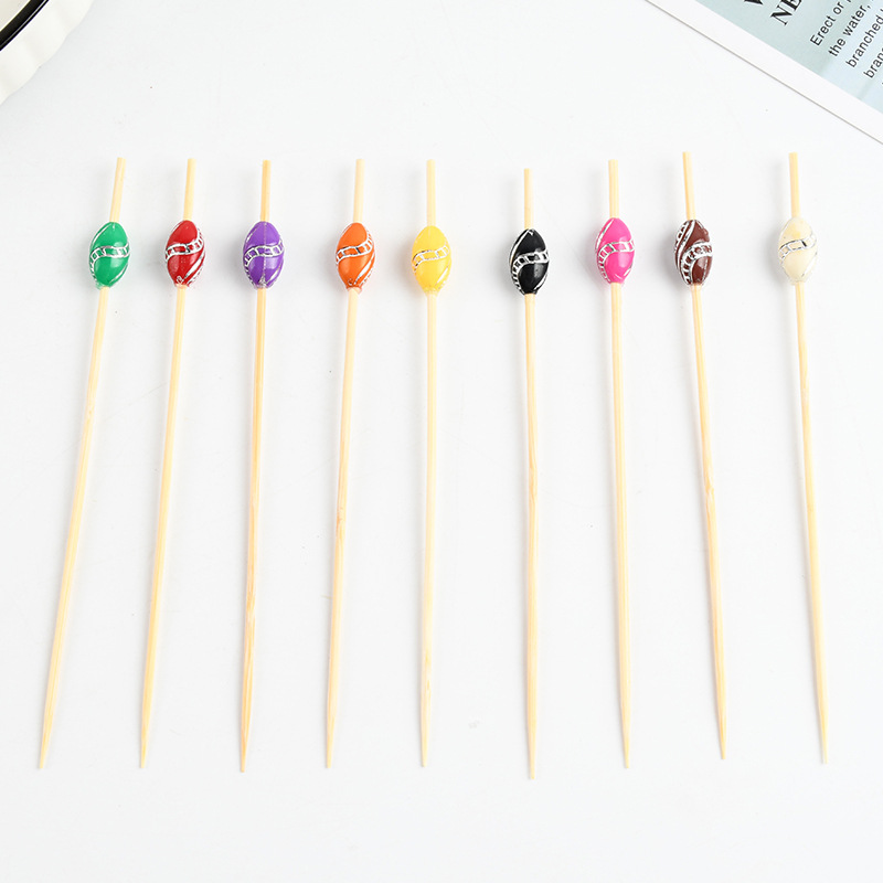 Perlas de color desechables de fruta palillos de dientes artísticos de cóctel sándwich de fruta de fruta de pesca de fruta cubiertos