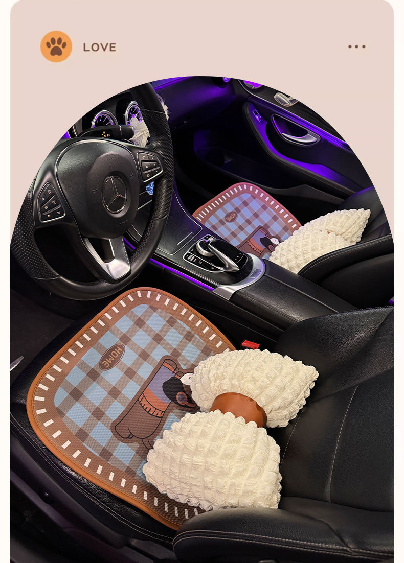 Car Cushion Four Seasons Universal Women's Seat Cushion Summer Breathable Cute Seat Cover High-end Half-bag New Seat Cover