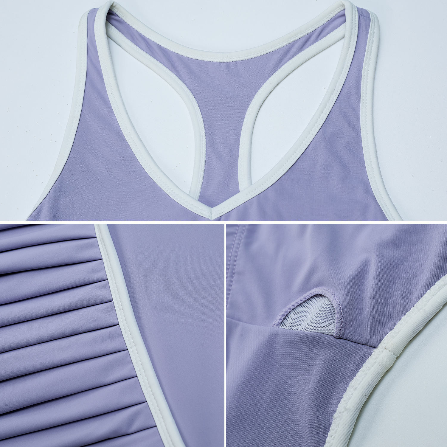 Vestido de tenis deportivo con bloques de color transfronterizos para mujer, falda de tenis plisada anti-exposición de secado rápido para correr al aire libre y fitness.