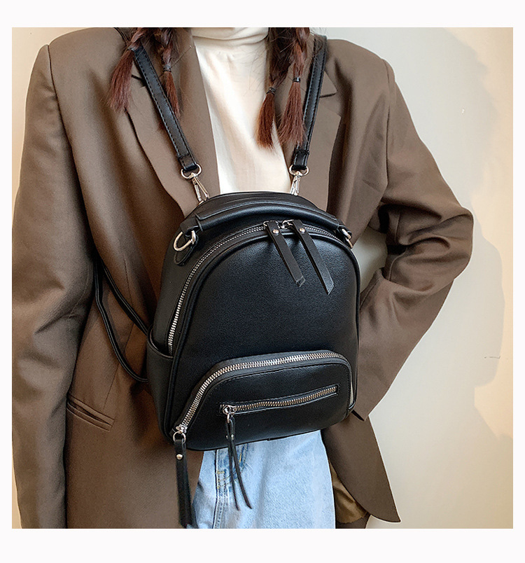 Fashionable And Versatile Solid Color Backpack Women's Urban Minimalist PU Business Backpack_voghion.com