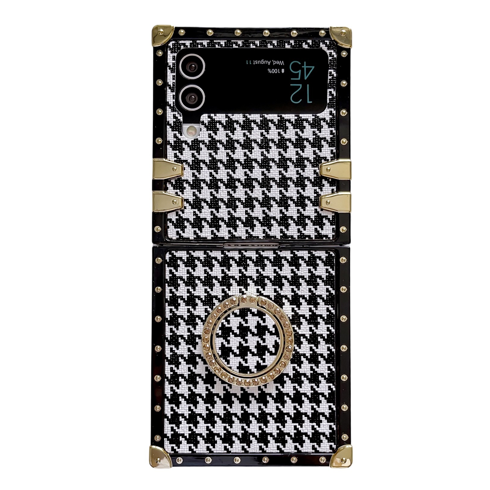 Trendy Phone Case For Samsung Galaxy Z Flip 5 4 Houndstooth Style_voghion.com