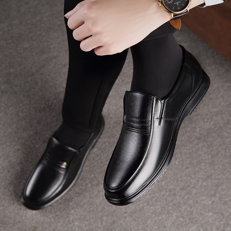 Men's leather non-slip shoes, genuine leather, for middle age, plus size, cowhide, soft sole 3