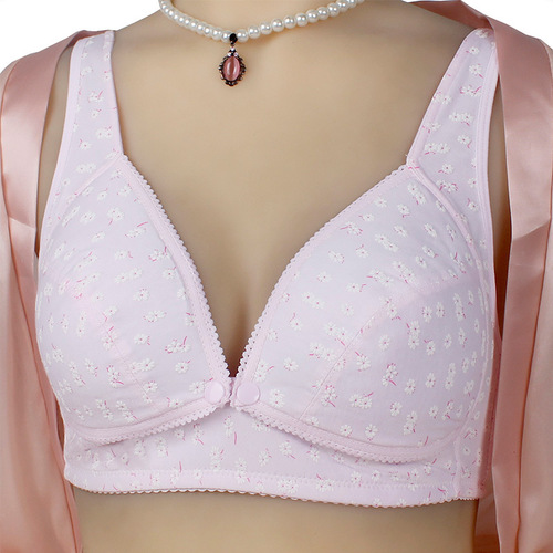 Spring and summer thin pregnancy front button nursing bra fresh floral large size cross-border wholesale large size confinement nursing bra