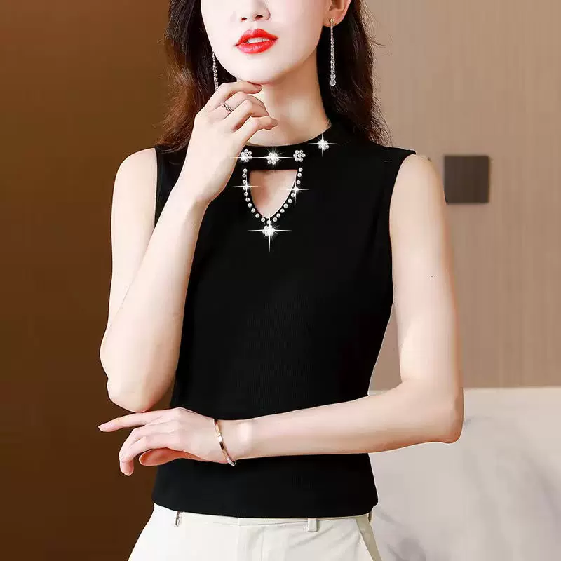 Летний топ без рукавов, облегающий, slim fit