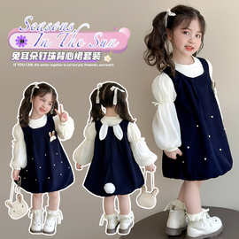 女童连衣裙春秋季2025新款儿童洋气时髦牛仔宝宝春装韩系公主