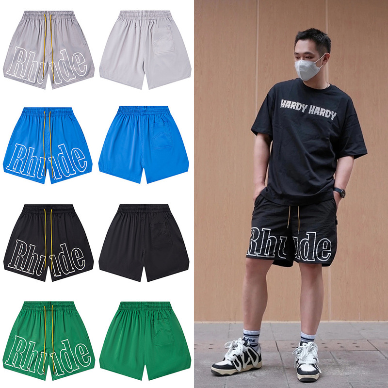 Rhude Marlboro Shorts American Trendy High Street Sports Casual Loose Beach Pants Kanye Fog Five-Point Pants for Men