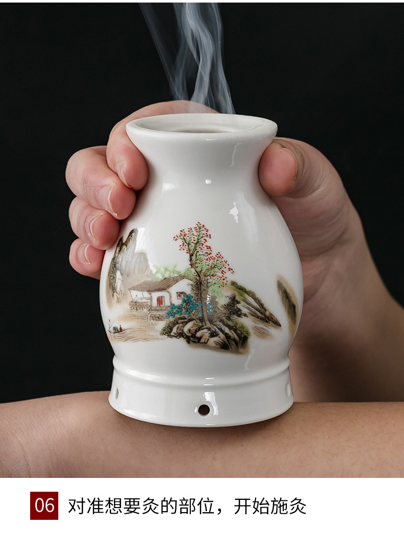 Ceramic Moxibustion Cup Massage Jar Multi-Function Warming Therapy Device for Home Body Care quality and texture