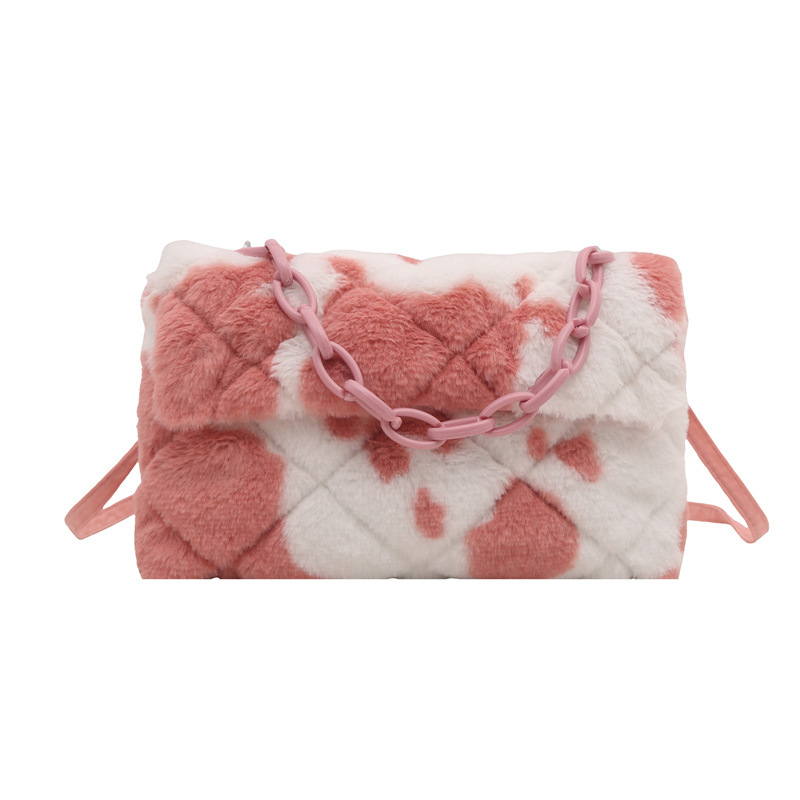 2025 principios de primavera nueva moda simple bolso de hombro de peluche personalidad mujer textura de moda suave bolso de pelo glutinoso brazo