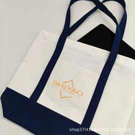 跨境热搜加厚手提拼接帆布袋韩版大容量开窗包包可放图片