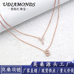 Necklace Accessories S925 Silver and White Gold Full Set with D Color Moissanite Letter Chain Pendant Fashion Jewelry Accessories
