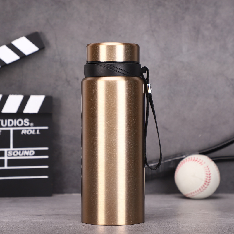 Botella termo de acero inoxidable 304, portátil para exteriores y coche, gran capacidad, con asa