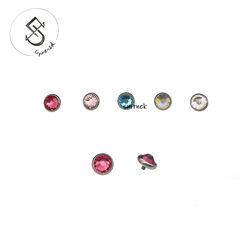 SMTNEK 6mm鈦鋼外牙鋯石鑲嵌舌釘耳釘配件適用珠牙位1.2mm