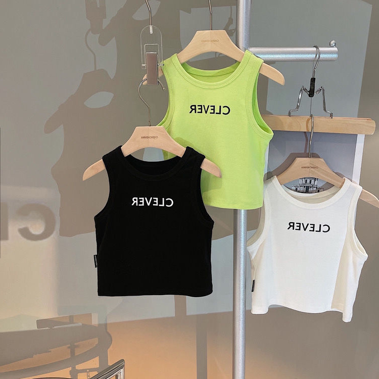 Verano niños y niñas chaleco camisola estilo occidental personalidad de los niños moda Comercio exterior ins letras desgaste interior desgaste exterior superior