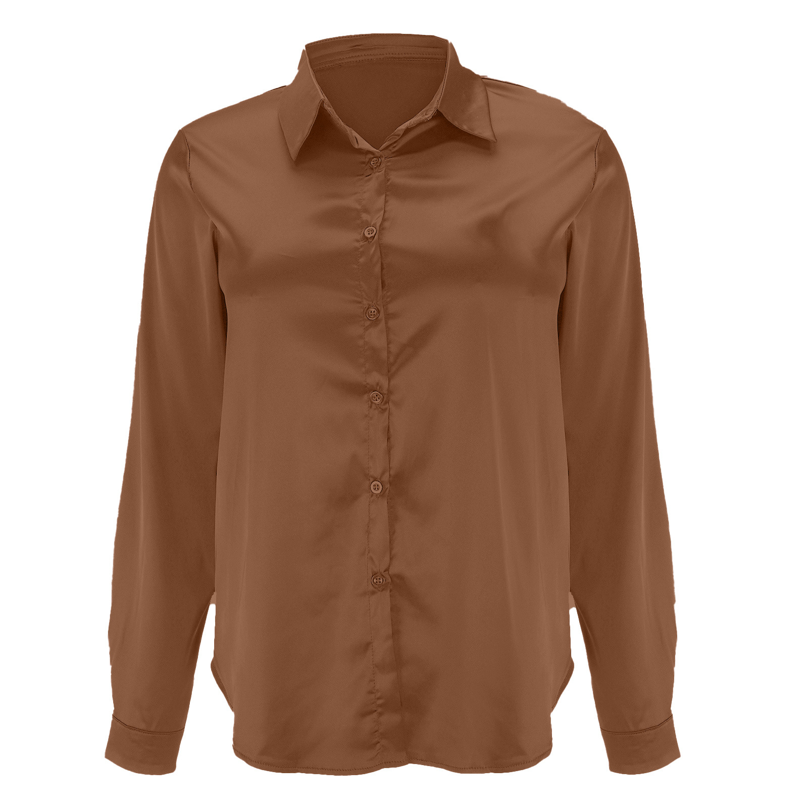 Popular Item On 's European And American Independent Sites: Women's Pullover V-neck Solid Color Elegant Satin_ecoleips.com