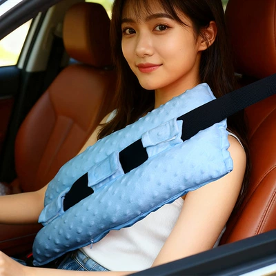 Seat belt shoulder pad Safety Belt Protective Cover, Soft - blue-with-pocket-220g-40204cm