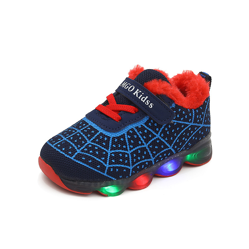 2024 Spider-Man Glowing Plush Children's Light-Up Shoes Boys and Girls Running Shoes Glowing Sneakers Warm and Light-Up