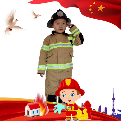 Children's fire fighter suit children's stage performance costume cosplay little firefighter fire drill play clothes