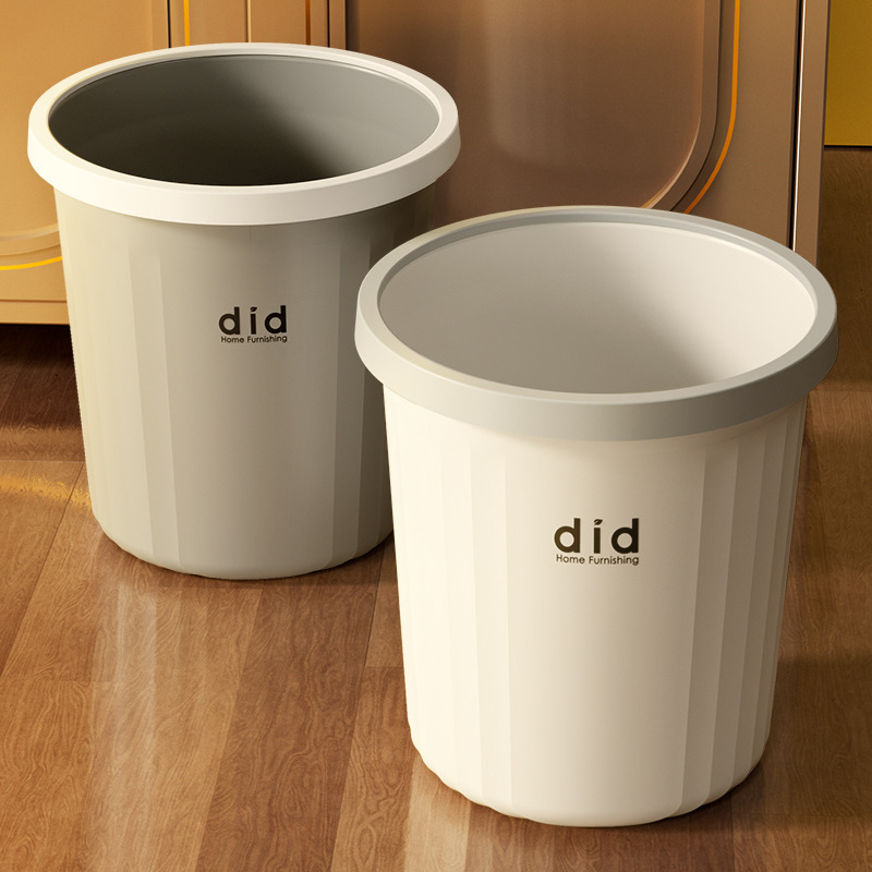 Thickened Plastic Bathroom Trash Can with Press Ring, Suitable for Living Room and Kitchen, Household Use, Large Capacity, Without Lid, Wholesale