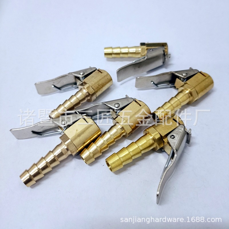 轮胎气门嘴充气夹头 铜夹子打气咀 胎压枪头充气泵转换接头6mm8mm