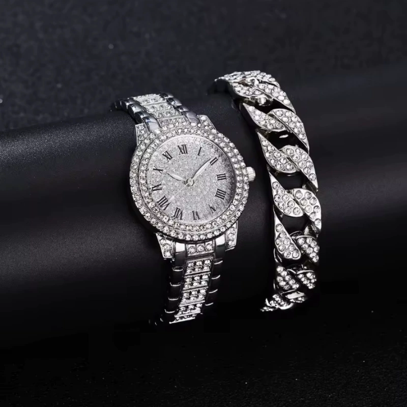 Casual Bracelet and Quartz Watch Set, Fashion Jewelry, Multiple Colors, 23.5 cm