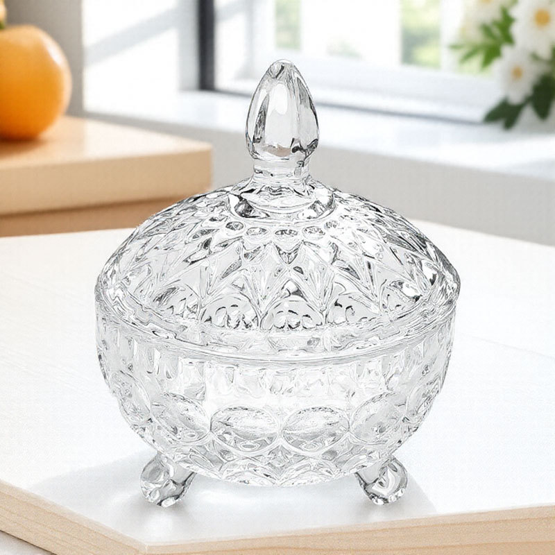 Tazón de cristal con tapa, vaso alto de cristal, tarro para dulces, plato para frutas, azucarero, plato pequeño para frutas, estilo europeo de lujo de alta gama.