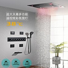 侧喷天幕全铜恒温数显淋浴花洒 暗藏嵌入式瀑布花洒套装极简外贸