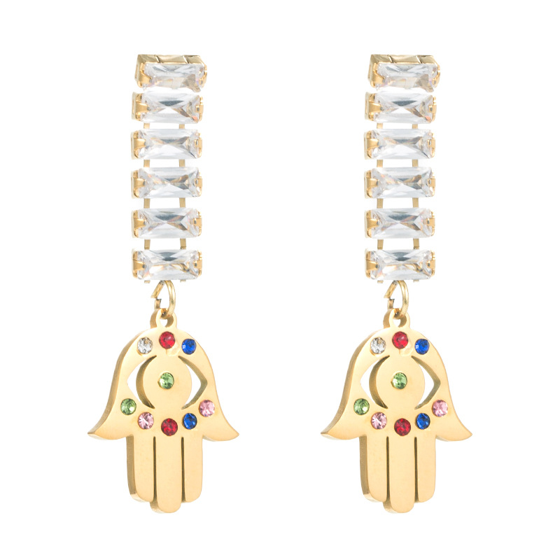 Fashion Geometric Titanium Steel Drop Earrings Plating Zircon Stainless Steel Earrings