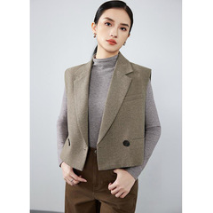 摩登复古西装领显瘦气质马甲女2025秋季新款小个子羊毛呢背心马夹