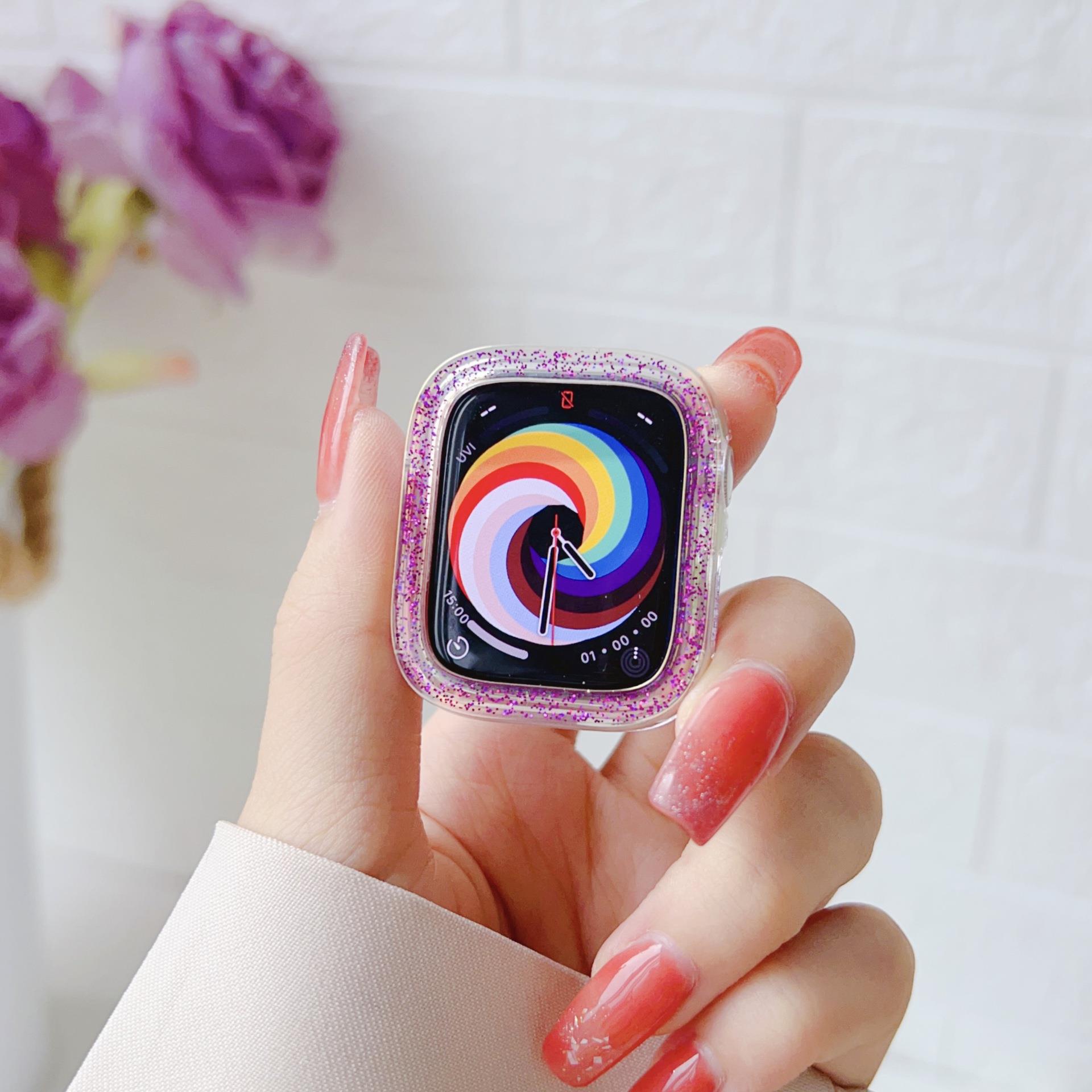 Neu passend für iwatch8/7/6/se Pearl Glitter Colorful Apple Watch Schutzhülle, Laser_voghion.com