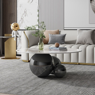 Rock Plate Coffee Table Small Apartment Living Room Shaped Round Stainless Steel Modern Light Luxury Internet Celebrity Creative Designer Coffee Table