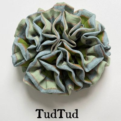 TudTud French handmade scrunchie! Saç üçün rezinlər - green-hydrangea-hair-tie