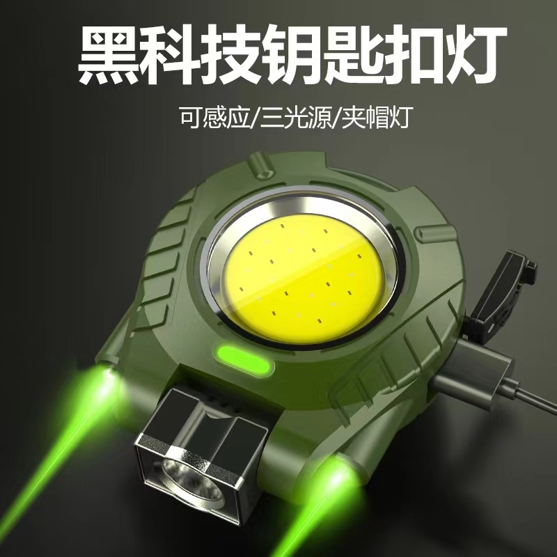 Transfronterizo nuevo clip de tapa de inducción faro LED multifunción mini linterna portátil luz de trabajo luz fuerte carga pesca nocturna