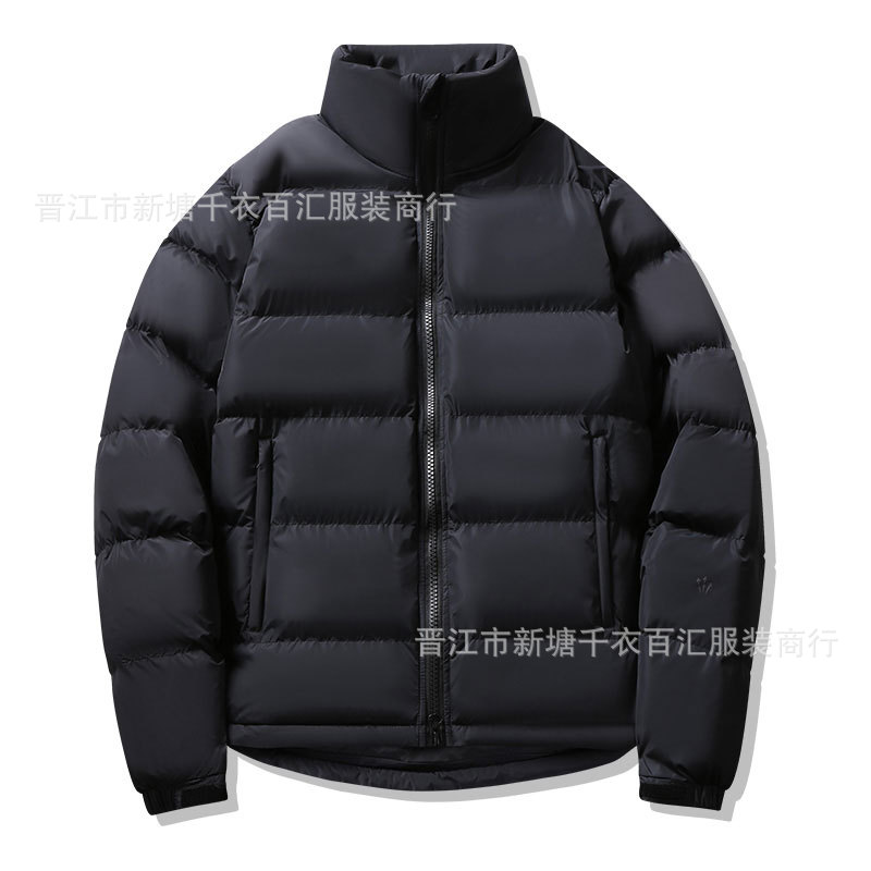 Foreign Trade Wholesale Men's and Women's Same Style Stand Collar Pure Color Cotton Clothes Casual Versatile Loose Cotton Clothes Couple Bread Clothes 2330