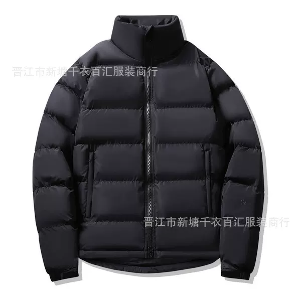 Foreign Trade Wholesale Men's and Women's Same Style Stand Collar Pure Color Cotton Clothes Casual Versatile Loose Cotton Clothes Couple Bread Clothes 2330