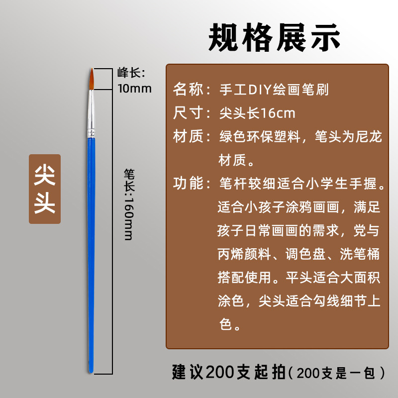 水チョーク水彩平頭ナイロン絵筆アクリル線筆美術専用顔料デジタル油絵彩色絵筆|undefined