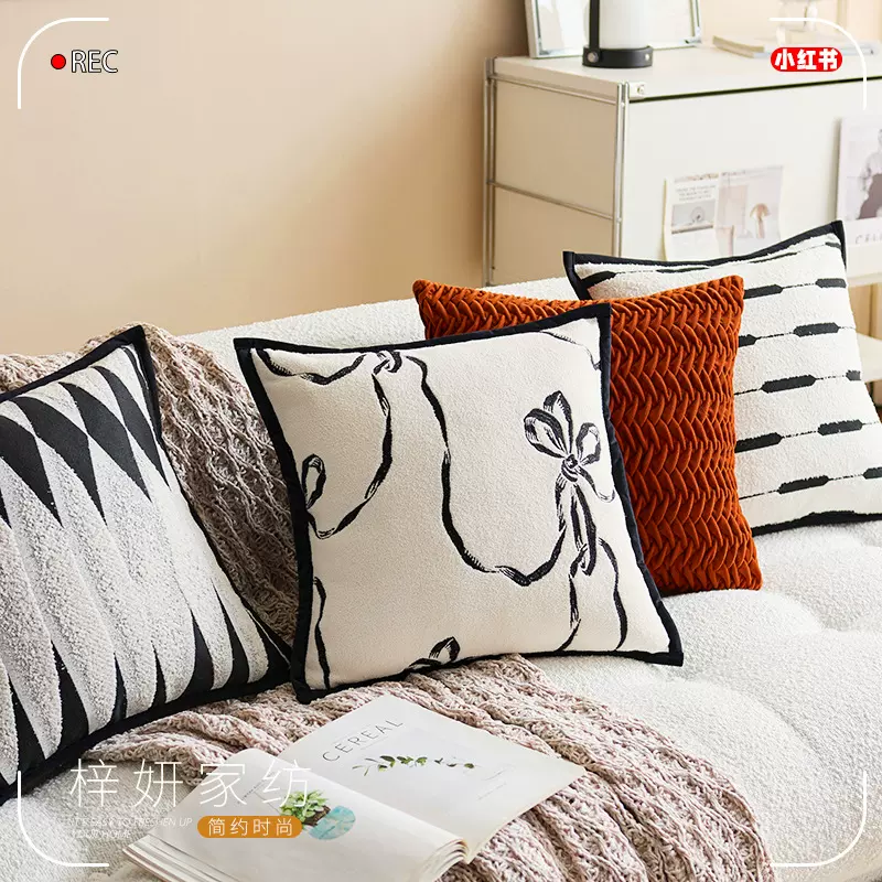 简约百搭抱枕轻奢高级感靠枕北欧布艺床上客厅沙发抱枕套靠垫含芯