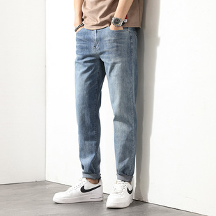 Large Size Men's 2023 Spring and Summer Thin Jeans Men's Loose Stretch Retro Skinny Pants Plus Size All-match Trousers