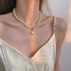 Brand cute necklace from pearl, lock, chain for key bag , Japanese and Korean, simple and elegant design