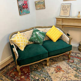 美式乡村轻奢简约实木布艺欧式复古单双人客厅小户型家用组合沙发