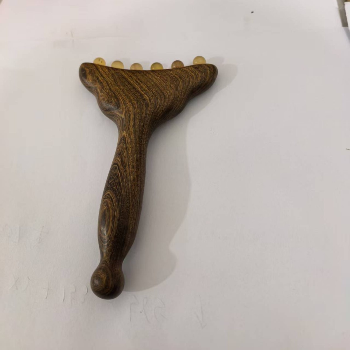 Green sandalwood horn massager, meridian comb, facial and body massage stick, horn beauty massage tool